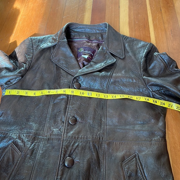 Vintage single breasted brown leather dress jacket - Picture 5 of 9
